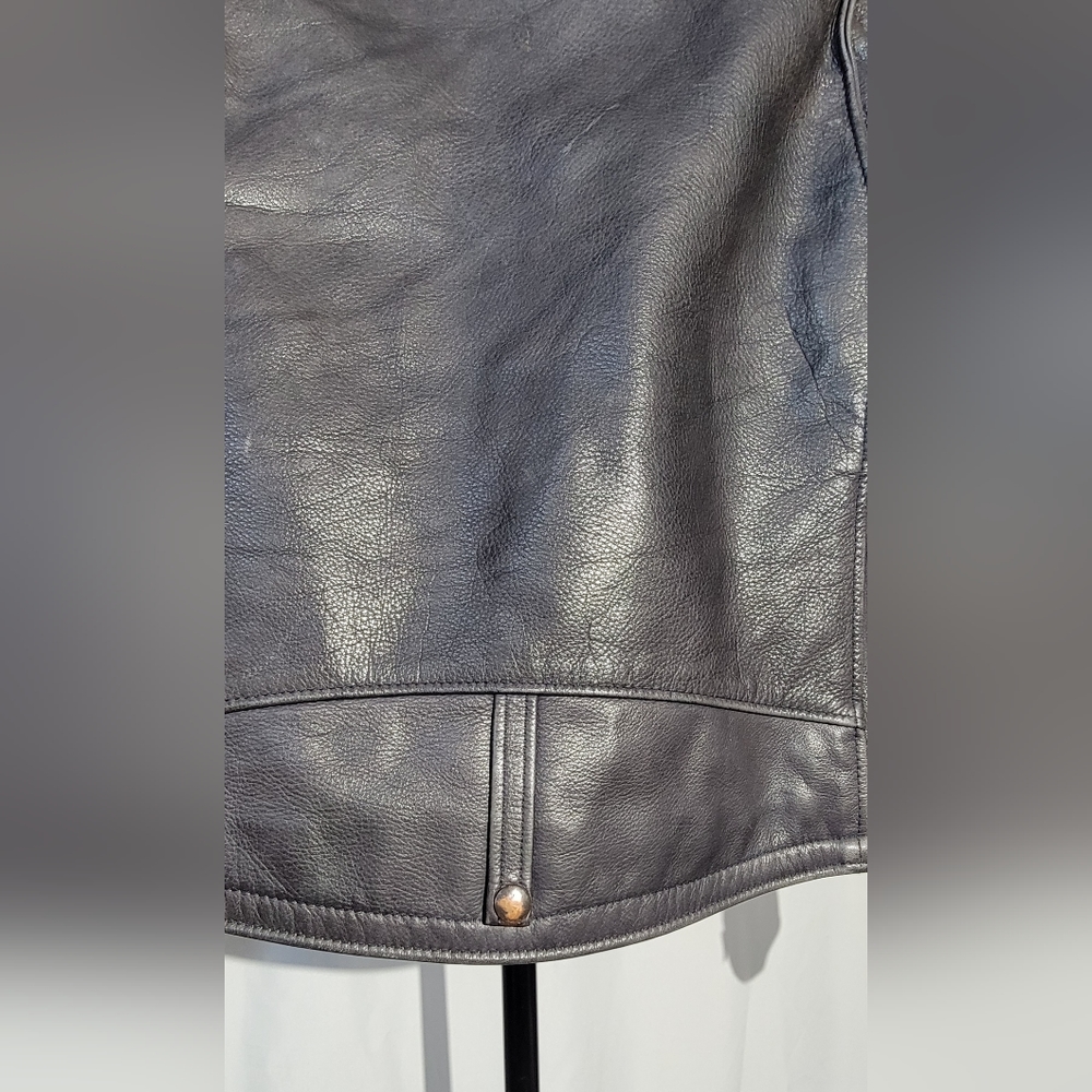 Schott NYC Men's Waxy Cowhide Leather Motorcycle Jacket Black RN 18606 - Picture 8 of 16